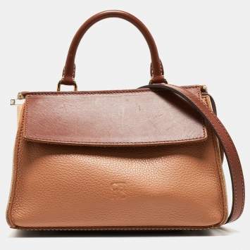 Pre Owned CH Carolina Herrera Tricolor Leather Top Handle Bag