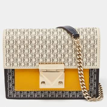 Pre Owned CH Carolina Herrera Multicolor Monogram Coated Canvas and Leather Chain Bag