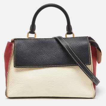 Pre Owned CH Carolina Herrera Leather Flap Top Handle Bag