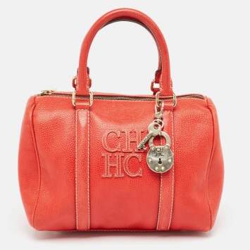 Pre Owned CH Carolina Herrera Red Leather Matteo Satchel