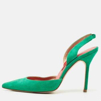 CH Carolina Herrera Green  Suede Slingback Pumps Size 37
