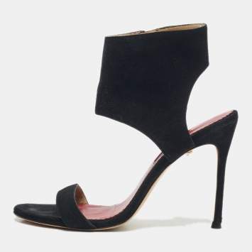 Pre Owned CH Carolina Herrera Black Suede Ankle Strap Sandals Size 39