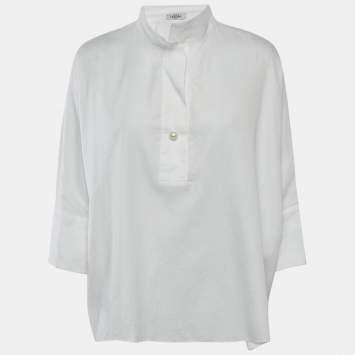 CH CH White Shirt Logo Jacquard Cotton Blouse S