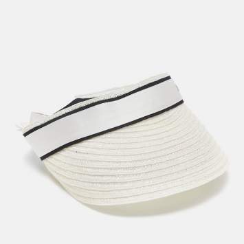  Chanel Ecru  Abaca Cotton Ribbon Visor M