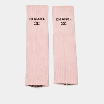 Pre Owned Chanel Pink CC Knit Leg Warmers