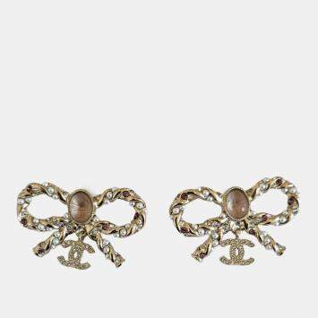 Pre Owned Chanel twisted metal bow earrings