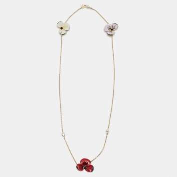 مملوكة مسبقًا Chanel Gold Tone Floral Motif Long Necklace