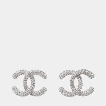 مملوكة مسبقًا Chanel CC Logo ABH770 Metal Rhinestone Women's Earrings