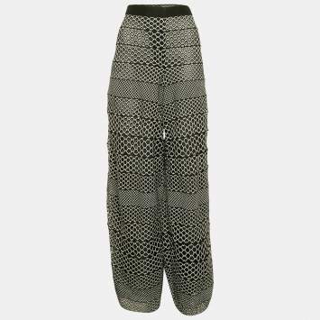 Chanel Black/White Guipure Lace Wide Leg Pants XL