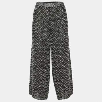 مملوكة مسبقًا Chanel Black Textured Silk & Cotton Knit Culottes XL