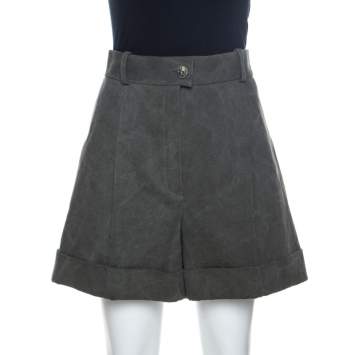 Pre Owned Chanel Dark Khaki Cotton Shorts M