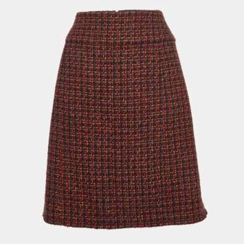 Pre Owned Chanel Multicolor Tweed Knee-Length Skirt L