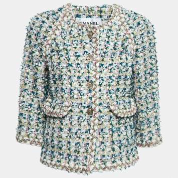 مملوكة مسبقًا Chanel Multicolor Tweed Buttoned Jacket M
