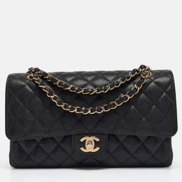 Chanel Black Quilted Leather Medium Classic Double Flap Shoulder Bag