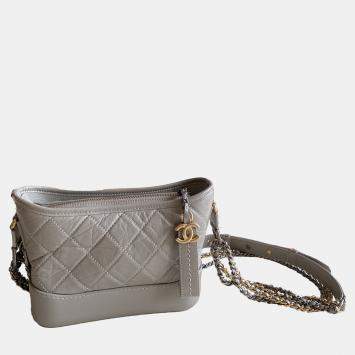 Pre Owned Chanel Grey Quilted Calfskin Small Gabrielle Hobo Bag 