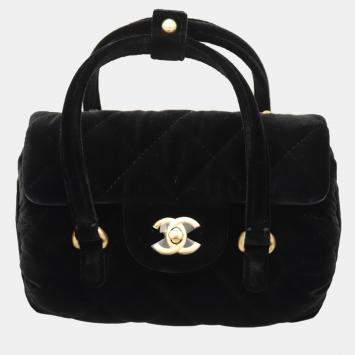 Pre Owned Chanel Boston Velvet Mini Bag