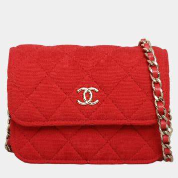 Pre Owned Chanel 23C Jersey Clutch with Chain