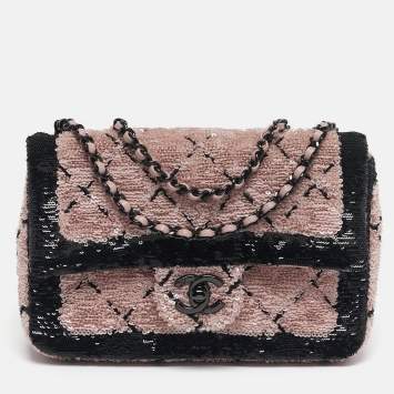 مملوكة مسبقًا Chanel Classic Single Flap Small Pink/Black Sequin Shoulder Bag
