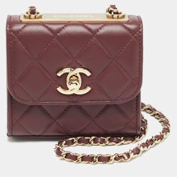 مملوكة مسبقًا Chanel Trendy CC Mini Burgundy Quilted Leather Chain Clutch