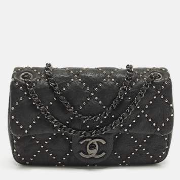 مملوكة مسبقًا Chanel Small Studded Black Quilted Leather Flap Bag