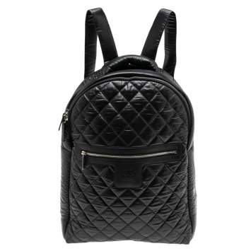 Pre Owned Chanel Black Quilted Nylon Coco Cocoon Backpack