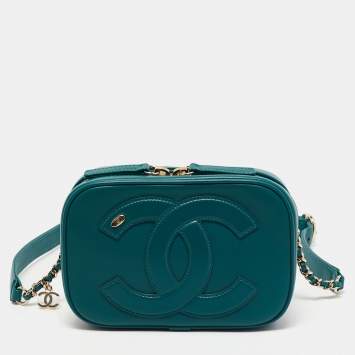 Pre Owned Chanel Green Leather CC Mania Waist Bag