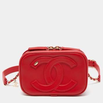 Pre Owned Chanel Red Leather CC Mania Waist Bag