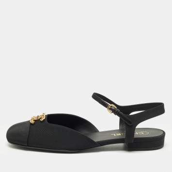 Pre Owned Chanel CC Size 42 Black Canvas Mary Jane Flats