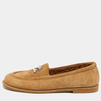 مملوكة مسبقًا Chanel CC Size 38.5 Brown Suede Loafers