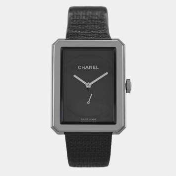 Chanel Black Stainless Steel Boy-Friend H5201 Manual Winding Women's Wristwatch 29 mm