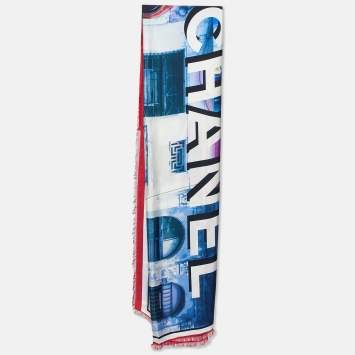 Pre Owned Chanel Multicolor Coco Cuba Print Silk Shawl