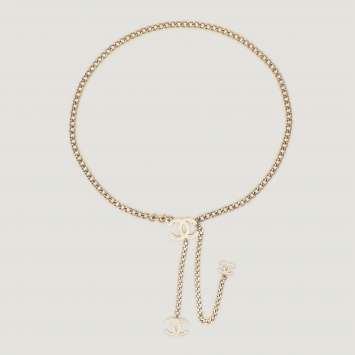 Pre Owned Chanel Gold Tone Enamel CC Charm Chain Belt