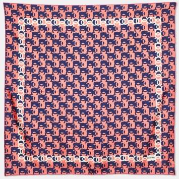 Pre Owned Chanel Pink/Blue CC Print Silk Square Scarf
