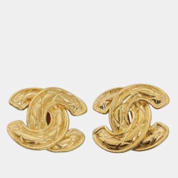 Chanel CC Quilted Clip On Earrings