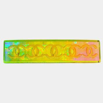 Pre Owned Chanel Rainbow Acrylic CC Logos Hair Clip Hairpin Barrette