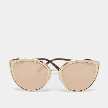 Chanel Gold/Brown Mirror 4222 Cat Eye Sunglasses