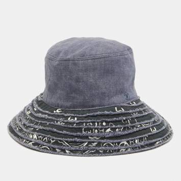 Chanel Blue Denim Patchwork Bucket Hat Size 57