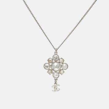 Chanel CC Crystals SIlver Tone Necklace
