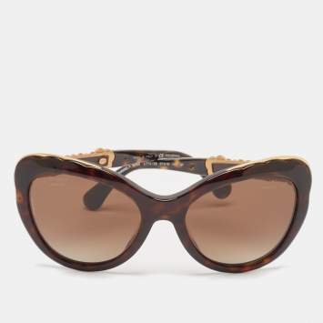 Pre Owned Chanel Tortoise Brown Gradient 5354 Bijou Polarizes Cat Eye Sunglasses
