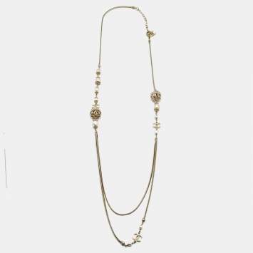 Chanel Gold Tone Bell & CC Charm Pendant