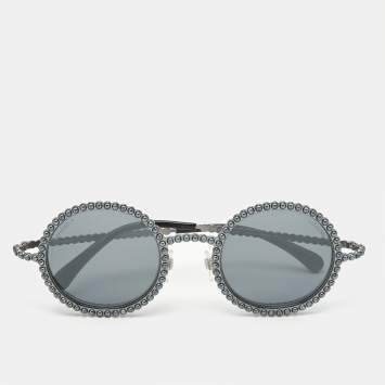 Chanel Grey/Blue 71138 Pearl Round Sunglasses
