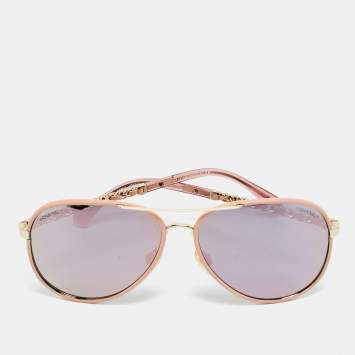 Chanel Pink Mirrored 4219-Q Winter Aviators Sunglasses