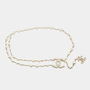 Chanel  CC Faux Pearl Gold Tone Belt