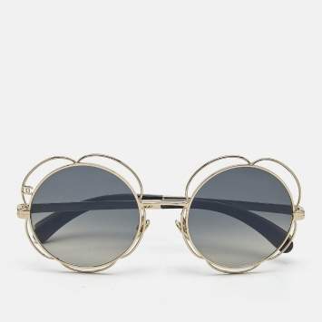 Pre Owned Chanel Black Gradient 71573 Camellia Round Sunglasses