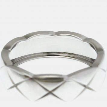 Pre Owned Chanel Coco Crush Ring Medium Size White Gold 18K Fashion No Stone Band Ring Silver