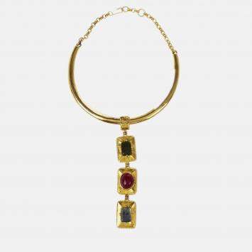 Pre Owned Chanel Pendant Necklace Choker Gold Gripoix