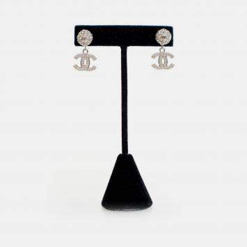 Pre Owned Chanel Crystal CC Drop Earrings
