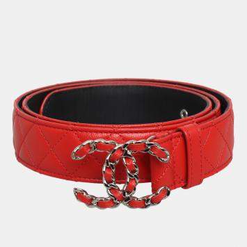 Pre Owned Chanel 20B Quilted Caviar CC Belt