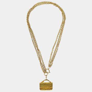 Pre Owned Chanel Gold Handbag Chain Pendant Necklace