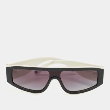 Pre Owned Chanel Black/White Gradient CC 6057 Shield Sunglasses